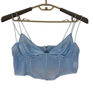 Princess Polly Bamba top blue US 12 corset bustier crop sheer strappy 90s Y2K